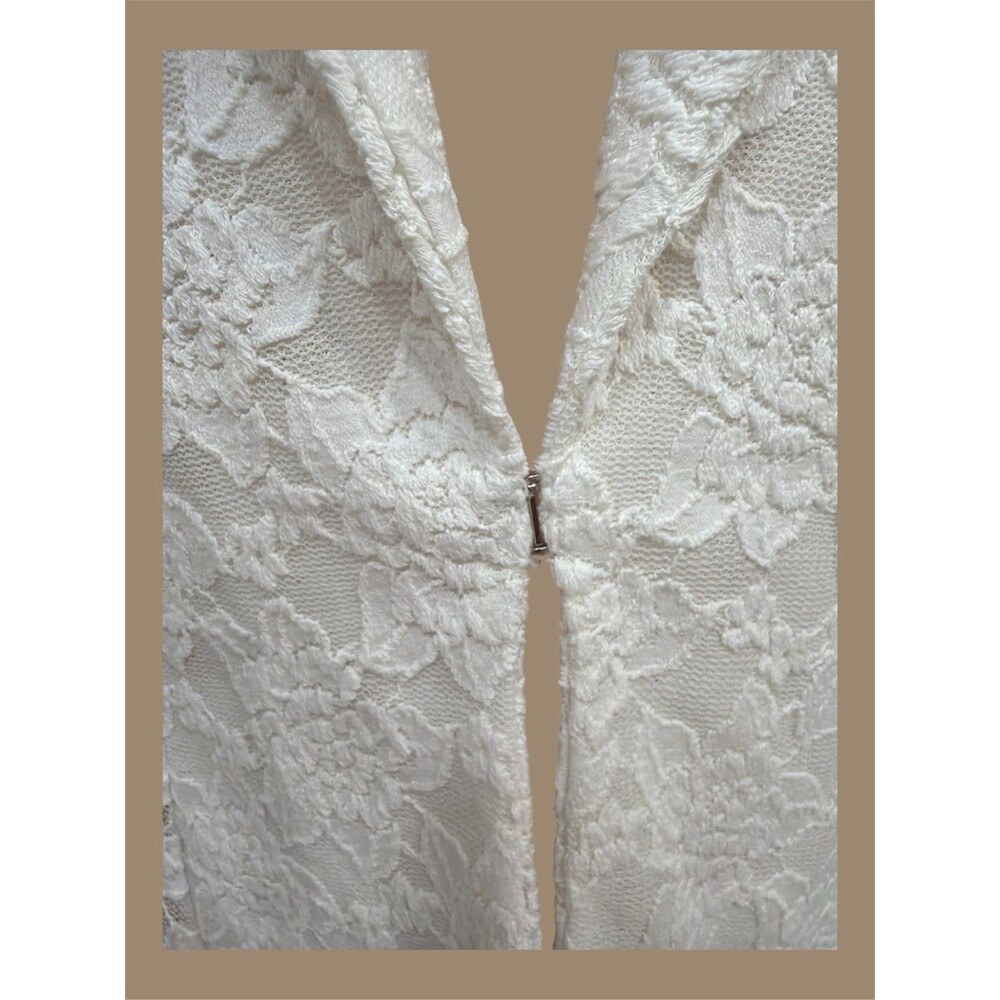 INC International Concepts White Lace Blazer Jacket Shawl Collar Open Front - Picture 3 of 6